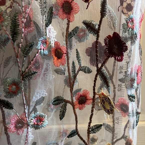 NWT-vivid-3X-embroidered flowers & ladybugs,mesh, kimono cardigan/swim cover-up. - Picture 5 of 14